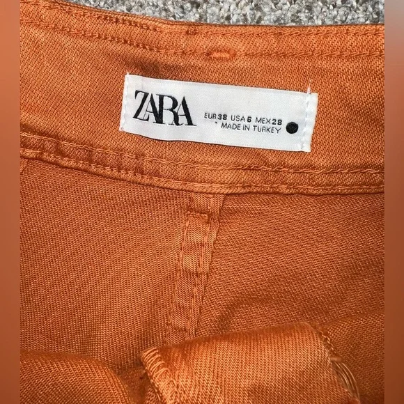 NWOT Zara The Marine Straight Jeans Orange Size 6